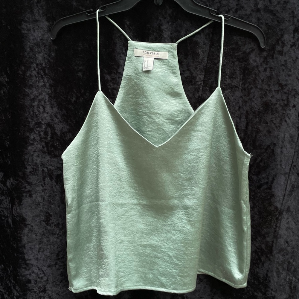 Forever 21 Mint Spaghetti Strap V Neck Crop Top